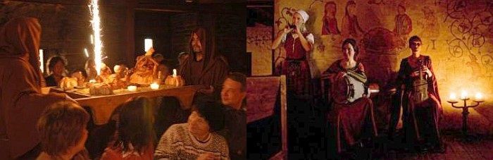 Illuusiosyöminki ja keskiaikainen musiikki Olde Hansa keskiaikainen ravintola Tallinna vanha kaupunki syöminki ABC matkatoimisto